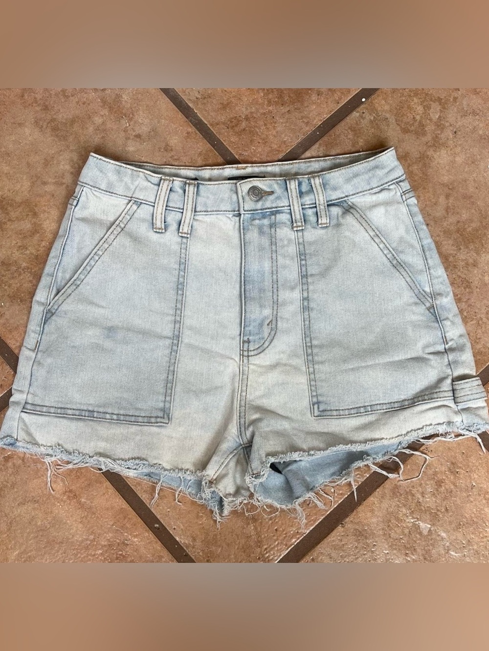wild fable Light Wash highest rise Denim High-Rise Frayed Hem Shorts